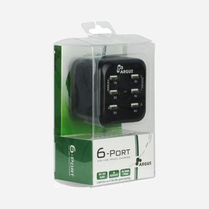 Inter-Tech Argus LS-6US USB Chargeur Secteur Universel Noir 5V/6.8A, Entrée 100-240V/1A, avec LED, Dimensions 675x580x675mm, Poids 170g - Miniature 3