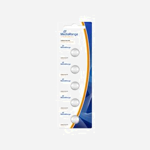 MediaRange MRBAT134 - Pile bouton Lithium CR1220 3V 40mAh - Lot de 5 piles à usage unique - Dimensions: 12 x 2 mm - Sans Cadmium ni Mercure