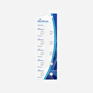 MediaRange MRBAT110 - Pile bouton Alcaline 1.5V - 13mAh - Dimensions 51x160x2.3mm - Blister de 10 unités - Sans Cadmium ni Mercure
