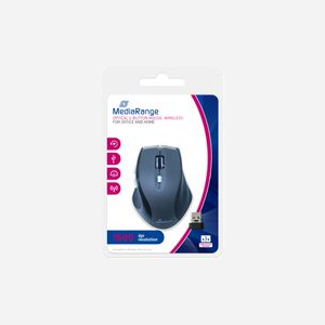 MediaRange MROS203 Souris Optique sans Fil RF 1600 DPI 5 Boutons Noire/Grise Droitier, Compatible Windows/macOS/Linux, 97x70x36mm, 60g - Miniature 1