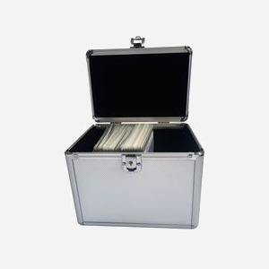 MediaRange BOX79 Caisse Rigide Argent pour 120 Disques Optiques (CD/DVD) 220x155x180mm avec Poignée Aluminium, Toison/Plastique/Bois, RoHS - Miniature 3
