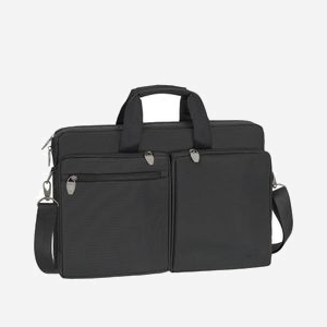 Rivacase 8550-BLACK Malette Polyester Noir 43.9cm (17.3") - Compartiment PC 425x290x45mm, Tablette 10.1", Documents, Poches Accessoires, Sangle Épaule