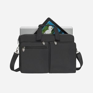 Rivacase 8550-BLACK Malette Polyester Noir 43.9cm (17.3") - Compartiment PC 425x290x45mm, Tablette 10.1", Documents, Poches Accessoires, Sangle Épaule - Miniature 2