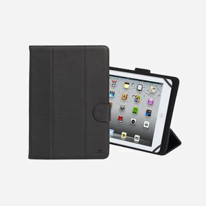 Rivacase 3137-BLACK Folio Universel 10.1" (25.6cm) Microfibre/PU Noir, Positions Multiples, Fermeture Magnétique, Compatible Acer/iPad/Asus/Lenovo/Samsung, 330g