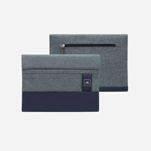 Rivacase 8803-KHAKI-MELANGE Housse 13.3" (33.8 cm) Bleu/Gris - Polyester/Polyuréthane - Poches Avant/Arrière - 355x260x20 mm, compartiment 340x250x18 mm - Miniature 3