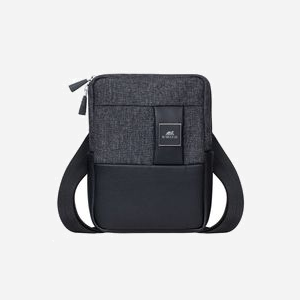 Rivacase 8810BK Sac Messenger Noir 8" (20.3cm) Polyester/Polyuréthane 150x40x210mm, Intérieur 145x35x205mm, Résistant Poussière/Rayures, 280g - Miniature 1