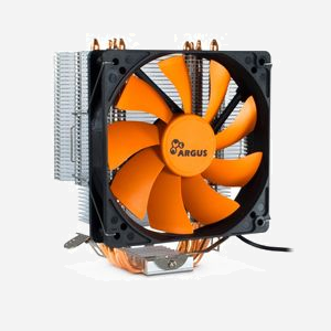 Dynatron Argus SU-260 Refroidisseur CPU 12cm, 600-1400 RPM, 59.47 m³/h, Socket Intel LGA 115x/1200 & AMD AM2/AM3/AM4, TDP 150W, Noir/Orange - Miniature 1