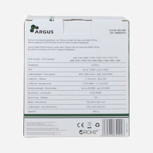 Dynatron Argus SU-260 Refroidisseur CPU 12cm, 600-1400 RPM, 59.47 m³/h, Socket Intel LGA 115x/1200 & AMD AM2/AM3/AM4, TDP 150W, Noir/Orange - Miniature 4