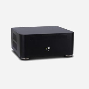 Inter-Tech ITX A80S Mini Tower Noir - Boîtier PC ITX Aluminium, Alimentation Externe 60W, Baies 5.25/3.5/2.5", 2x USB 3.2 Gen 1, 200x200x88mm