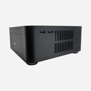 Inter-Tech ITX A80S Mini Tower Noir - Boîtier PC ITX Aluminium, Alimentation Externe 60W, Baies 5.25/3.5/2.5", 2x USB 3.2 Gen 1, 200x200x88mm - Miniature 5