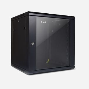 Inter-Tech SMA-6612 Rack Mural 12U 600x635x450mm Charge 40kg Acier/Verre Trempé 2 Ventilateurs 12cm IP20 Noir avec Kit de Montage