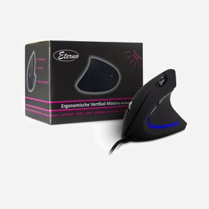Souris Inter-Tech KM-206WR Optique 2400 DPI USB Type-A, 6 Boutons, Design Vertical, Compatible Windows/macOS/Linux, Noir/Bleu - Miniature 1