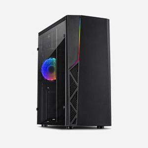 Inter-Tech B-02 RGB Tower Noir, Boîtier PC ATX/microATX, 3x3.5", 2x2.5", Ventilateur 120mm AR, USB 3.2 Gen 1, Éclairage RGB, Acrylique, 200x430x425mm