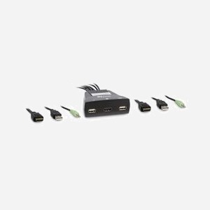 Inter-Tech 88887340 Commutateur KVM 2 ports HDMI USB 2K Ultra HD (2048x1536) 60Hz, Clavier/Souris USB, MTBF 120000h, Noir