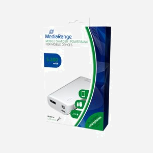 MediaRange MR751 Power Bank 5200mAh Li-Ion Gris/Blanc - 1x USB-A 2.1A, Recharge USB, Lampe LED, Protection Surcharge/Décharge, 40x90x22mm - Miniature 3