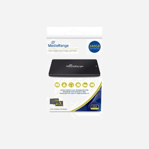 MediaRange SSD MR1002 240Go 2.5" SATA III 6Gbit/s TLC, Lecture 500Mo/s, Écriture 450Mo/s, PC/Laptop, 69.9x7x100mm, Noir