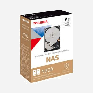 Toshiba N300 NAS HDD 8To 7200RPM 256Mo 3.5" SATA III - RV Sensor, 180To/an, MTTF 1M h, conso. 8.41W, temp. 5-65°C - Miniature 2