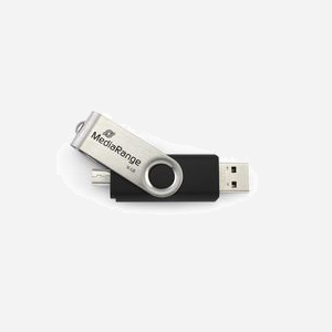MediaRange MR930-2 : Clé USB 8 Go USB Type-A / Micro-USB 2.0, Lecture 15 Mo/s, Ecriture 5 Mo/s, Pivotant, Métal Noir/Argent, 56x11x11mm, 15g - Miniature 3
