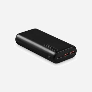 MediaRange MR756 Power Bank 20000mAh Li-Ion Noir, Quick Charge 3.0, 2x USB-A & 1x USB-C, 18W, Écran LCD, Protections Surtension/Court-circuit