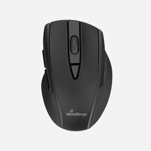 Souris Optique Bluetooth 5.0 MediaRange MROS217, 2400 DPI, 5 Boutons, Droitier, Noir, Portée 8m, Alimentation Piles AAA, 66g