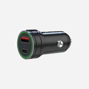 MediaRange MRMA120 Chargeur Auto Smartphone 2 Ports USB (Type-C & 2.0) Quick Charge 3.0, 5-12V/3A, 20W, Protection Surtension/Court-circuit, Noir - Miniature 1