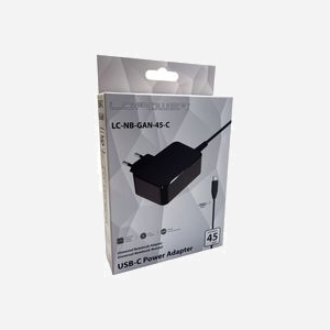 LC-Power LC-NB-GAN-45-C Chargeur Secteur 45W GaN pour Ordinateur Portable, 220-240V, 5V/9V/12V/15V/20V, Protections Surtension/Court-circuit, Câble 1.75m - Miniature 5