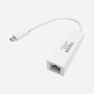 Vision TC-USBCETH : Carte d'Interfaces et Adaptateur USB-C vers Ethernet - Blanc, Certifié CE/FCC, 200mm, 25g, Code SH 84733020