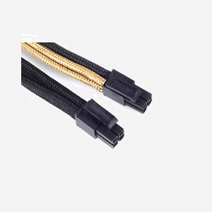 Silverstone SST-PP07-EPS8BG Câble d'extension EPS12V 8-pin(4+4) mâle vers 8-pin femelle, 0.3m, Noir/Or, connecteur coudé 90° - Miniature 3