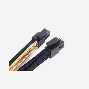 Silverstone SST-PP07-EPS8BG Câble d'extension EPS12V 8-pin(4+4) mâle vers 8-pin femelle, 0.3m, Noir/Or, connecteur coudé 90° - Miniature 4