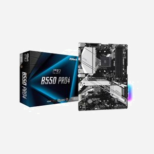 Asrock B550 Pro4 : Carte mère AMD B550 Socket AM4, Ryzen 3000 Series, 4x DDR4 DIMM jusqu'à 128GB 4533MHz, 2x M.2, SATA III, CrossFireX, Gigabit Ethernet - Miniature 1