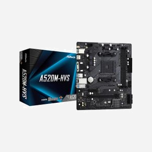 Asrock A520M-HVS : Carte mère micro ATX AMD A520 Socket AM4, Ryzen 3000 Series, DDR4-SDRAM 64Go max, M.2, SATA III, Gigabit Ethernet