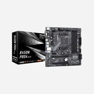 Asrock B450M Pro4 R2.0 : Carte mère AMD B450 micro ATX Socket AM4, DDR4, Dual M.2, USB 3.2 Gen2 Type-A/C, PCIe 3.0, AMD StoreMI, Polychrome RGB
