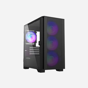 Montech AIR 100 ARGB Mini Tower Noir, microATX/Mini-ITX, 4 ventilateurs 120mm (3 avant, 1 arrière), USB 3.2 Gen 1, 2x3.5", 2x2.5", fenêtre verre trempé - Miniature 1