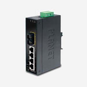 PLANET ISW-511T Commutateur Non-géré L2 Fast Ethernet 4x RJ45 10/100 + 1x Fibre Channel Multimode, Montage Mural/Rail DIN, IP30, -40°C~75°C