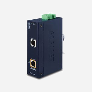 PLANET IPOE-162 Commutateur Gigabit Ethernet 2 ports RJ-45 PoE (1 port, 30W) IEEE 802.3af/at, 12-48V DC, IP30, -40°C à 75°C, montage mural/rail DIN