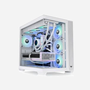 Thermaltake View 380 TG ARGB Snow - Boîtier PC Midi Tower Blanc, ATX/microATX/Mini-ITX, 1x3.5", 2x2.5", 4x120mm ARGB, USB 3.2 Gen1/Gen2, Verre trempé - Miniature 2