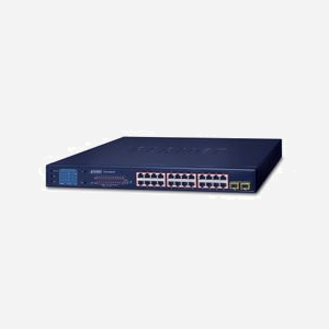 PLANET GSW-2620VHP Commutateur Non-Géré 24 Ports Gigabit PoE+ 2 SFP 52Gbps, Budget PoE 300W, VLAN, Montage Rack 1U, Standards IEEE 802.3af/at