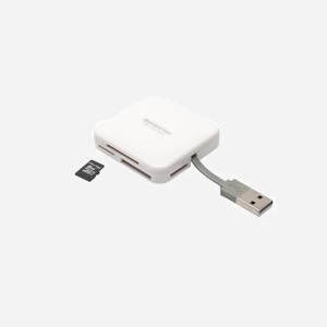PNY Lecteur Carte Mémoire AXP724 USB 2.0 Blanc - Compatible CF, SD, microSD, MMC, MS - Transfert 480 Mbit/s - 54x54x13mm - Windows/macOS/Linux