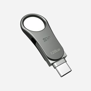 Silicon Power Mobile C80 128 Go USB Type-A/USB Type-C 3.2 Gen 1 Titane - SP128GBUC3C80V1S, Format Pivotant, Résistant Poussière/Eau/Vibration - Miniature 3
