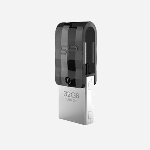 Silicon Power Mobile C31 32Go Clé USB 3.2 Gen 1 Type-A/Type-C Boîtier Métal/Plastique Noir/Argent, Résistance Eau/Poussière/Vibrations, Android/macOS/Linux/Windows - Miniature 2