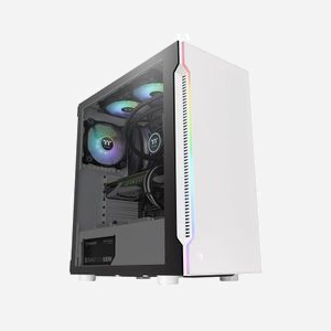 Thermaltake H200 TG Snow RGB - Boîtier PC Midi Tower Blanc - ATX/microATX/Mini-ITX - 2x3.5" + 3x2.5" - USB 3.2 Gen 1 - Vent. 120/140mm - SPCC