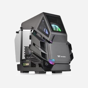Thermaltake AH T200 Micro Tower Noir - Boîtier PC Micro ATX / Mini-ITX, 2x 3.5", 3x 2.5", USB 3.2, Vitre Trempée, Refroidissement Avant 280mm Max