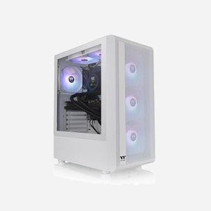 Thermaltake S200 TG ARGB Blanc - Boîtier PC Midi Tower ATX/microATX/Mini-ITX, 3x3.5", 5x2.5", Ventilation 120/140mm, USB 3.2 Gen 1