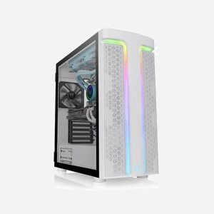 Thermaltake H590 TG ARGB Midi Tower Blanc (CA-1X4-00M6WN-00) - Boîtier PC ATX/EATX/Micro-ATX/Mini-ITX, 2x3.5", 2x2.5", Vent. 120mm x2 ARGB, SPCC/Verre Trempé