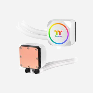 Thermaltake TH420 ARGB Sync - Refroidisseur liquide AIO pour processeur, radiateur 456mm, 3x140mm PWM 500-1800tr/min, 84.32CFM, 3.02mmH2O, Blanc, compatible Intel/AMD - Miniature 2