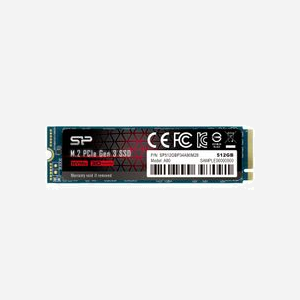Silicon Power SSD 512Go P34A80 M.2 PCIe 3.0 NVMe 1.3 SLC Lecture 3400 Mo/s Ecriture 2700 Mo/s 500K/600K IOPS