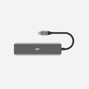 Silicon Power Hub USB-C 3.2 Gen 1 SU20 Gris : Lecteur Cartes SD/MicroSD, 3x USB-A, 1x USB-C, HDMI 4K 30Hz, Power Delivery 60W, Aluminium