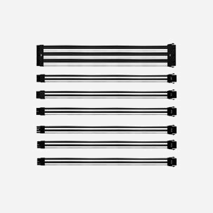 Kit d'Extension Câbles Cooler Master Couleurs 0.3m - Connecteurs Mâles 24 Pin, 8(4+4) Pin, 8 Pin, 2x PCI-e 8 Pin, 2x PCI-e 6+2 Pin - AWG16 - PVC Noir/Blanc