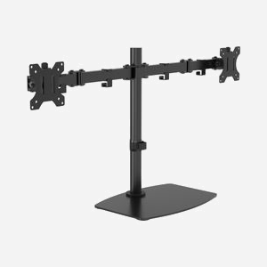 Support Bureau Double Écran Vision VFM-DSDB 13"-32" (33-81.3cm) VESA 75/100mm, Charge Max. 8kg/écran, Inclinaison -45/+45°, Pivot 180°, Acier Noir