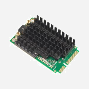Mikrotik R11E-2HPND : Carte Mini PCI Express RF Sans Fil 802.11b/g/n (Wi-Fi 4) 2.312-2.732 GHz, Chipset AR9580, Connecteurs 2x MMCX